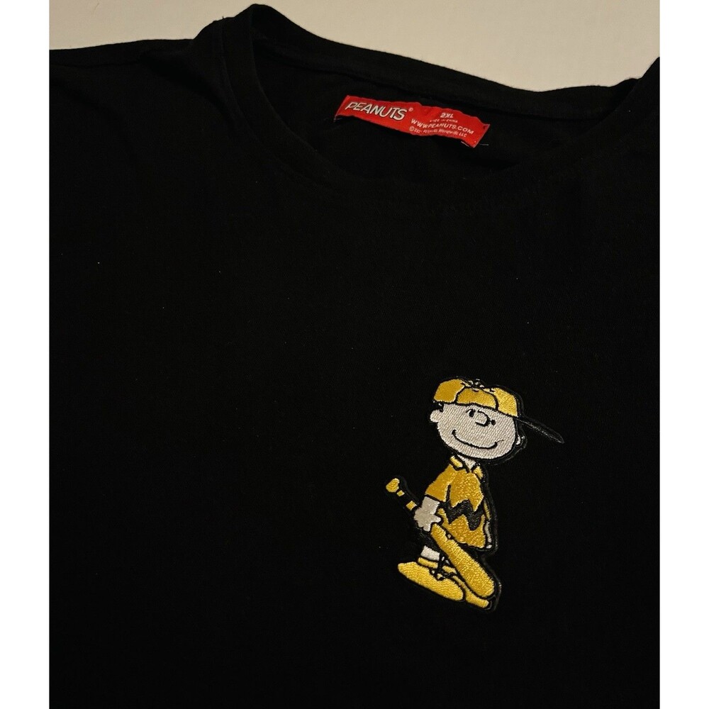 OFFICIAL Peanuts Embroidered Charlie Brown Baseball T-Shirt 2XL Comic TV Snoopy